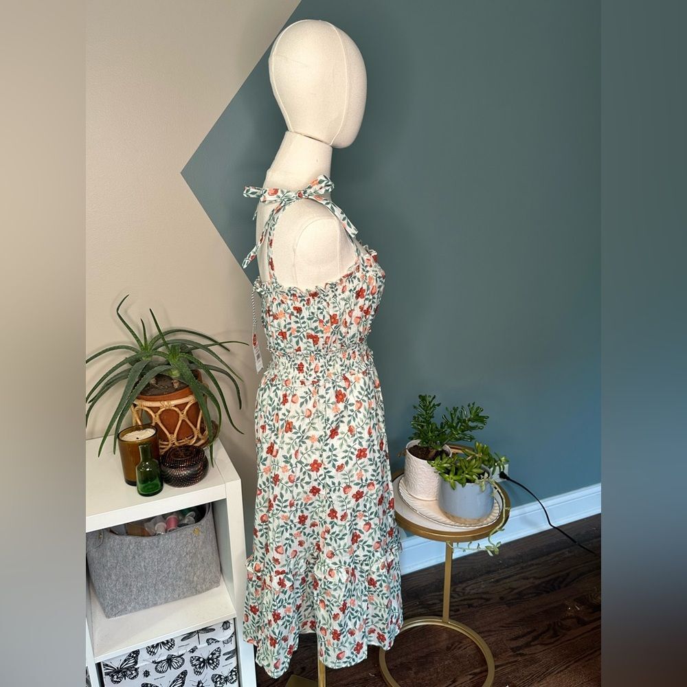 Draper James Taylor Smocked Waist Dress XS NWT Strawberry Floral Cotton - Picture 4 of 11